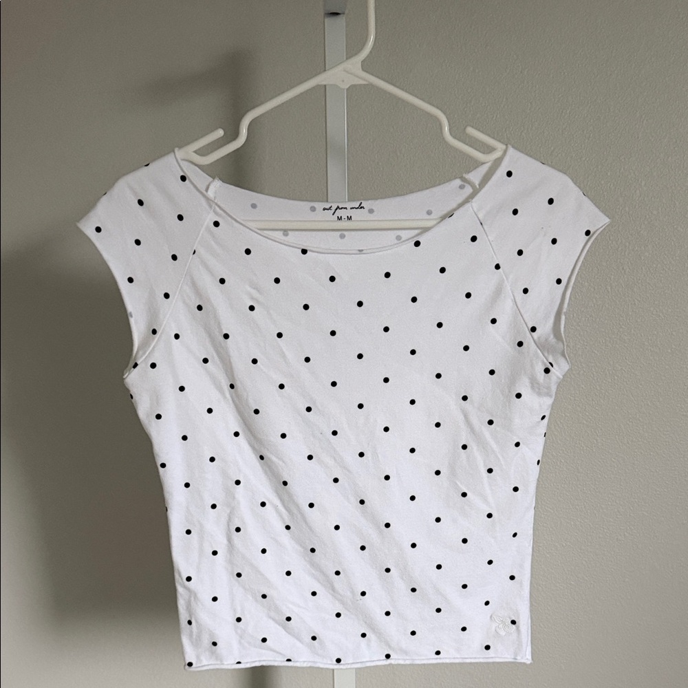 Urban Outfitters White Polka Dot Cap Sleeve Top